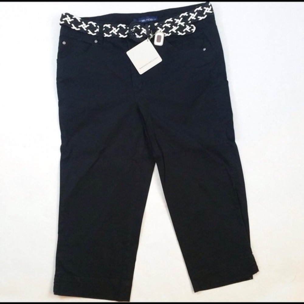 Bandolino Beheme Black Denim Stretch Capris W Belt